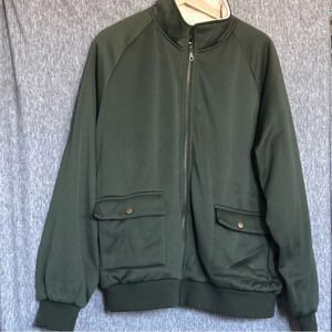 Denim & Co Bomber Jacket Unisex Women XL Full Front Zip Army Green